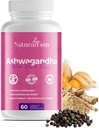 Naturalfem Ashwagandha Kosttilskudd for kvinner med svart pepper - Stress Management, Hormone & Mood Support Supplement - Glutenfri, 1300 mg. 60 Grønnsaker Kapsler