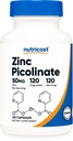 Nutricost Sink Picolinate 50 mg, 120 vegetariske kapsler - Glutenfri og ikke-GMO