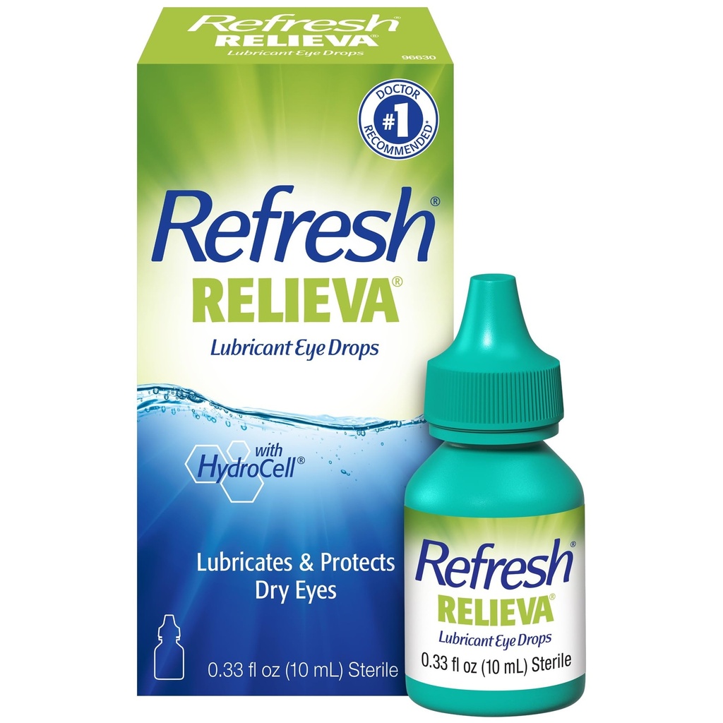 Oppfrisk Relieva Lubricant Eye Drops, 0.33 Fl Oz Sterile, emballasje kan variere