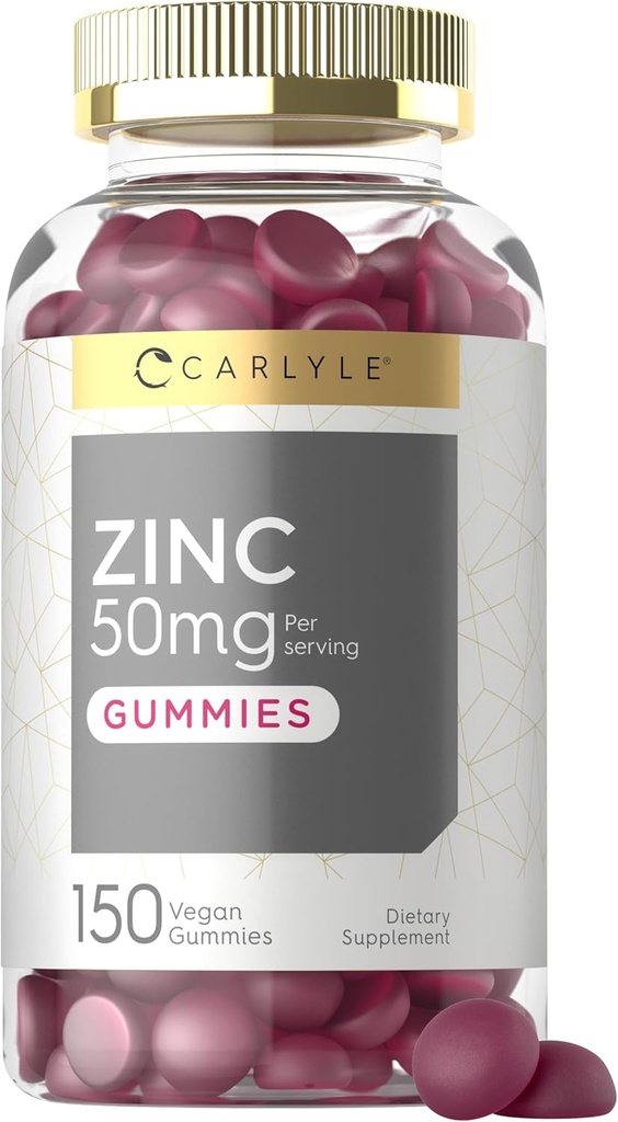 Carlyle Sink 50 mg Gummies | 150 greve | Vegan, ikke-GMO og Glutenfri formel | Zink Citrat Kosttilskudd