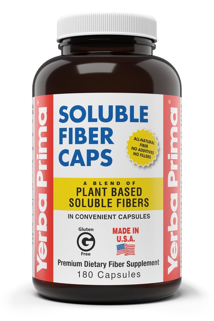 Yerba Prima Oppløselig Fiber Capsules, 180-tallet - Naturlig kosttilskudd formel, ikke-GMO, Glutenfri