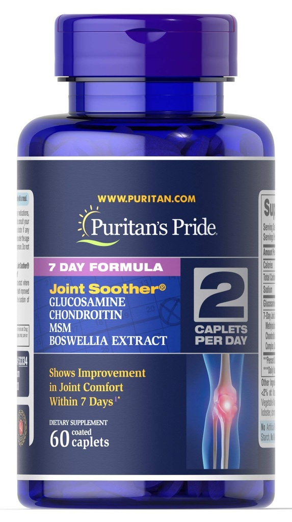 Puritan's Pride 7 Day Formula Joint Sother Glukosamine, Chondroitin, MSM & Boswellia-60 Caplets