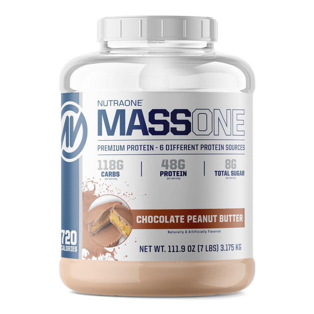 NutraOne Massone Mass Gainer Protein Powder Gain Mass Protein Måltid Erstatning (Chokolate Peanut Butter - 7 lbs.)