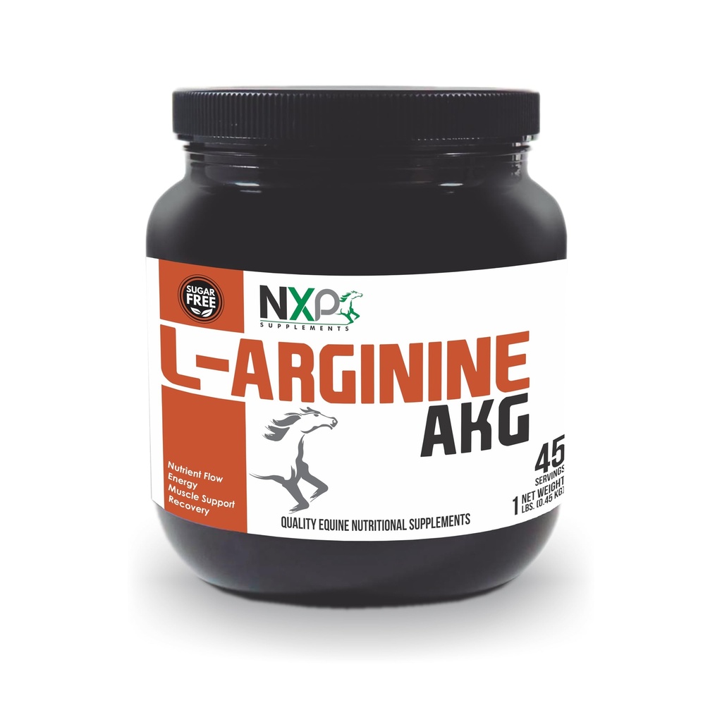 L-Arginine AKG - Økt ytelse, muskel, energi og utvinning nitric oksid Booster vasodilation Nutrient Flow Support Supplement for hester - 1 lb / 45 Services