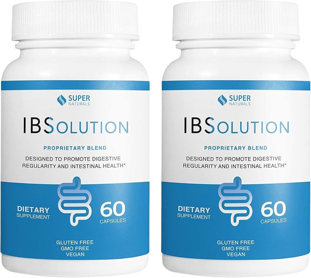 IBsolusjon - Digestiv helse Supplement, Gas, Bloating, Diarré, Diarré lindring, Magesmerter, Med Psyllium, fremme regelmessighet, Støtter Gut helse, laget i USA - 60 Vegan Kapsler, 2-Pack