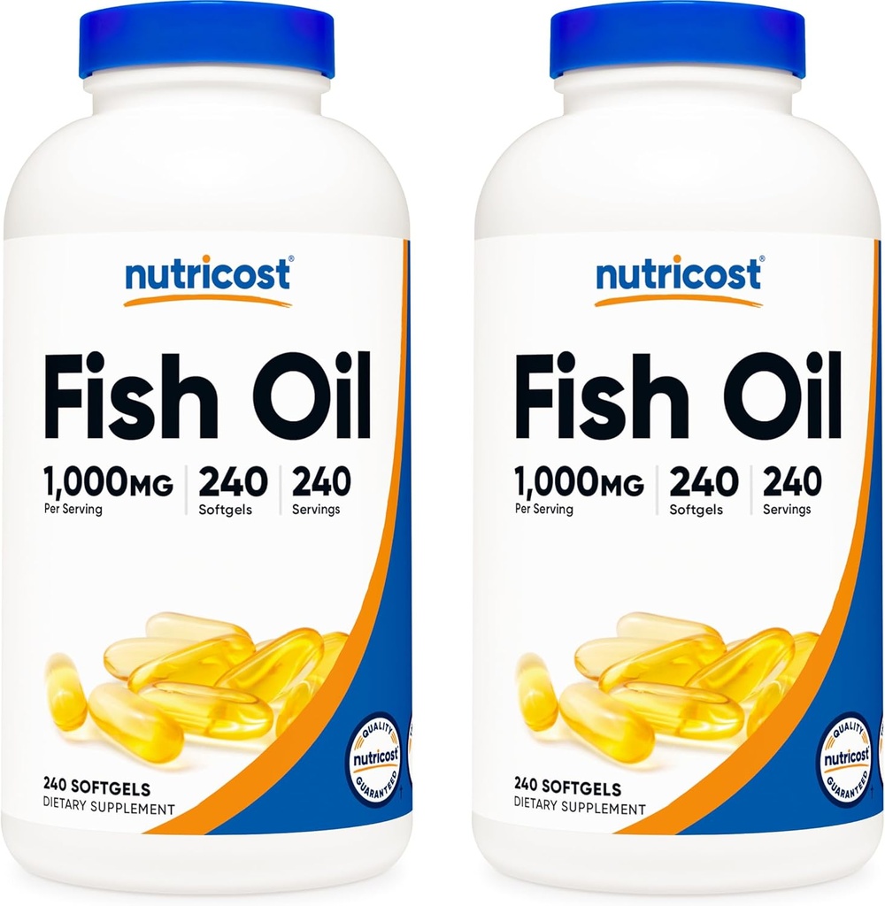 Nutricost Fish Oil 1000mg (560mg omega-3), 240 Softgels (2 flasker)