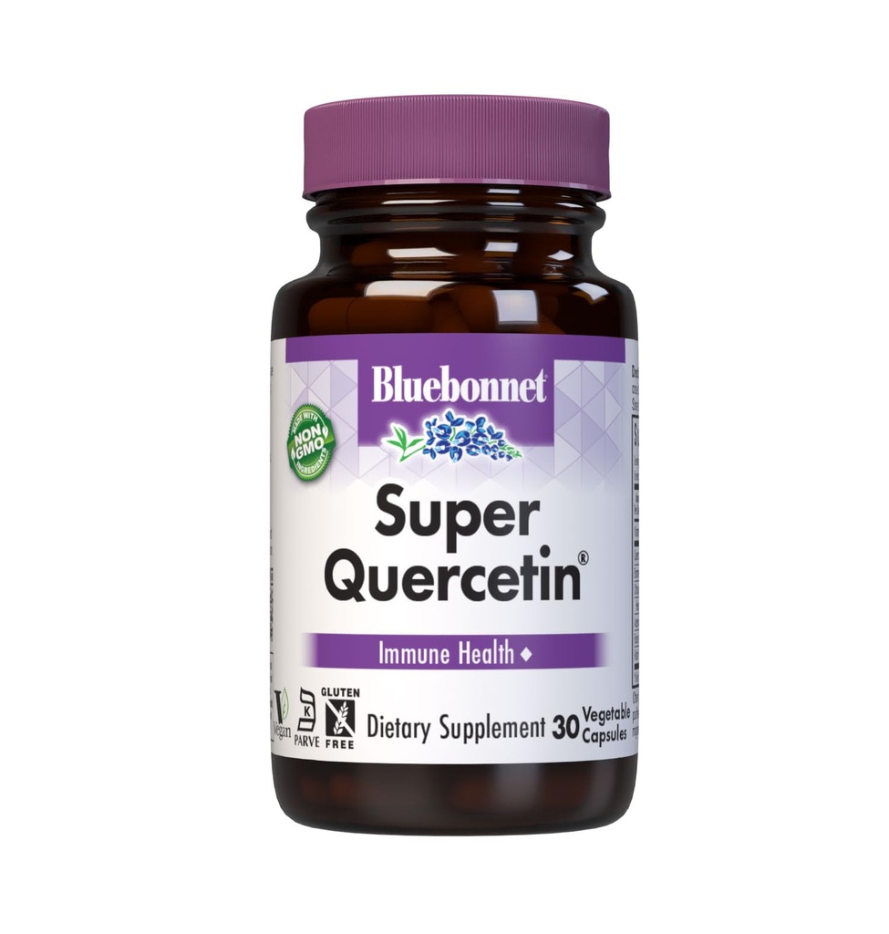 Bluebonnet Ernæring Super Quercetin Grønnsaker Kapsler, Vitamin C Formula, Best for sesongbasert og immun støtte, Ikke GMO, Glutenfri, Soya Gratis, Melkfri, Kosher, 30 Grønnsaker Kapsler