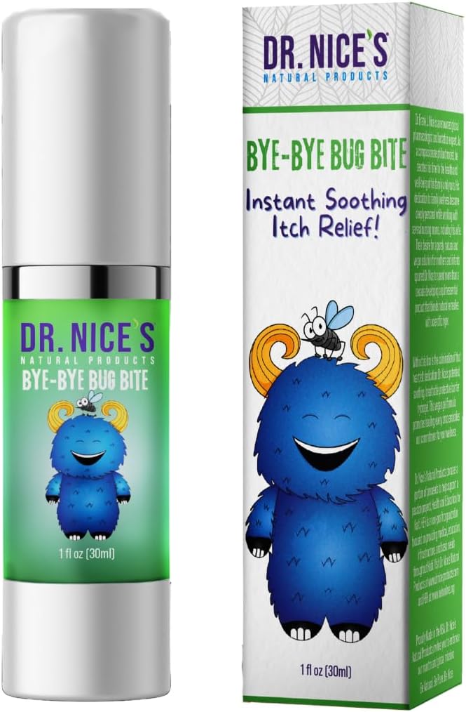 Dr. Nices bye-bye Bug Bite - Soothing Bug and Mosquito Bite Itch | Alle naturlige | Kid vennlig selvapplikasjon | Hydrogel for Bites, Irritation, Skin Discomfort | Soothe Oppfriskende rolig kulde (30 ML)