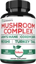 Satoomi 10in1 Lions Mane Supplement Complex - blandet med Cordyceps Sinensis, Reishi Mushroom, Tyrkia Tail Moshroom & andre - 90 greve i 3 måneder