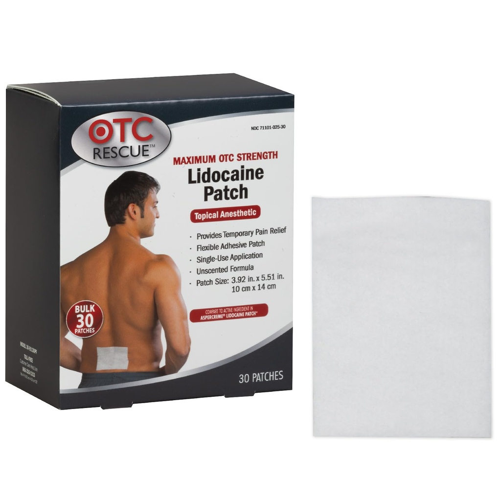 4% Lidocain smertelindringsplaster | Maksimal OTC styrke | 30-Count | 3,93\" x 5,51\" | Soothes mindre smerter og smerter | Odor gratis | Topical Anestetisk | Lett å bruke fleksibel legging