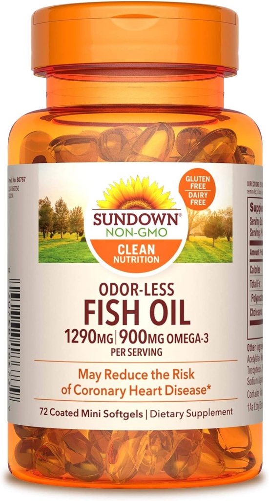 Sundown fiskolje, 72 belagte mini softgels