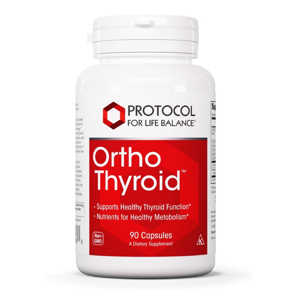 Protocol Ortho Thyroid - Støtter Sunn Thyroid funksjon* - med Ashwagandha, Zink & Selenium - Non-GMO & Kosher - 90 Veg Kapsler