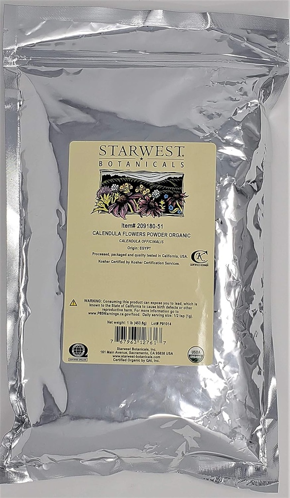 Starwest Botanicals Organic Calendula Blomster pulver, 1 pund