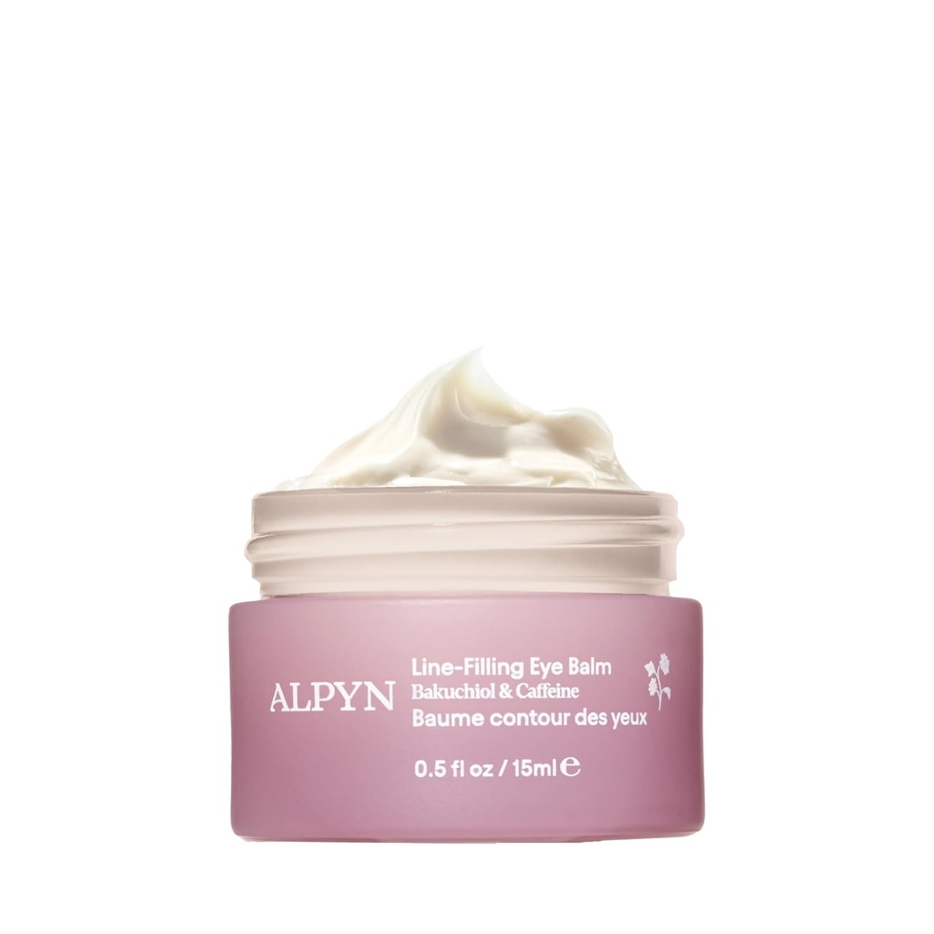 Alpyn Line-fyldende Øye Balm med Bakuchiol & Koffein, Reduser utseendet på fine linjer og krusninger, Minimer utseendet av Puffiness & Target Dark Circles, 0,5 oz / 14 ml