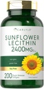 Carlyle Solflower Lecithin Softgel kapsler | 2400mg | 200 greve | Rik på Fosfatidyl Choline | Non-GMO, Soya Gratis, Glutenfri Supplement