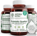 Naturlig Nutra Probiotic Quattro – Advanced Probiotic Supplement med 4 kraftige strimler inkludert Lactobacillus Acidophilus, Bifidus – støtter digestiv og immun helse – 50 vegetariske kapsler