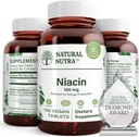 Naturlig Nutra Niacin Supplement for energi, bidra til å opprettholde kroppsfett, forbedre digestion, fremmer hud helse, økt energi og hjernefunksjon, ikke-GMO, Glutenfri, 100 mg, 100 tabletter (pakke med 2)