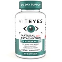 Viteyes naturlige astaxanthin, leeve trøtt øyne og øyestrekning, kildet fra algae, hudhydrasjon, hjerte og hjerne helse, 4 til 8 mg naturlig astaxanthin, 90 Softgels