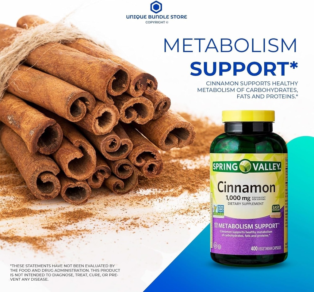 Unik Bundle Store Cinnamon 1000 mg, 400 kapsler - Diettstøtte Vegetarisk (pakke med 1)