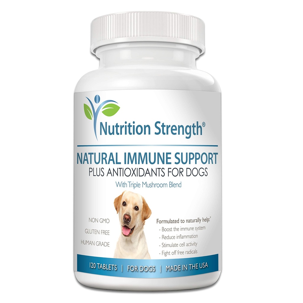 Immunstøtte for hunder Plus antioksidant, Reishi, Shiitake, Maitake, Tyrkia Tail Mushrooms for hunder, med Coenzym Q10, Selenium, vitamin A, 120 Chewable tabletter