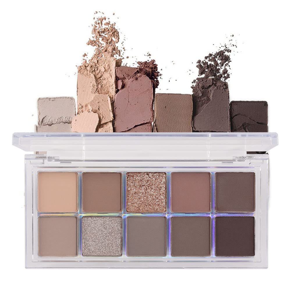 BINGBRUSH 10 farger mørk brun grå øyenskygge Palle, høy griset matt Shimmer øyenskygge, naturlig nøytral skinnende øyenskygge Ultimate makeup palett, vibrant gjøre opp paller sett