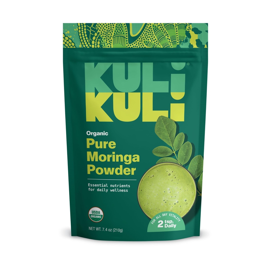 Kuli Kuli Moringa Oleifera Organic Leaf Powder & Green Smoothie, 100% ren USDA-sertifisert og ikke-GMO Moringa Powder, flott med smoothies, te og mat, 1 pakke