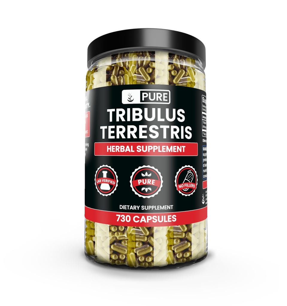 Rene originale ingredienser Tribulus Terrestris, Ingen magnesium eller Rice Fyllere, alltid ren, Lab Verifisert (730 kapsler)