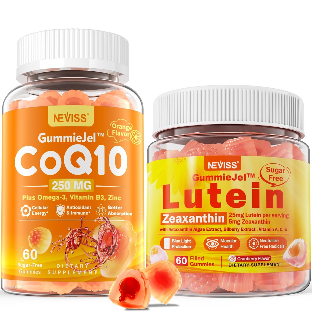 NEVISS Sukkerfri CoQ10 Gummies 60 greve + Lutein Gummies 60 greve