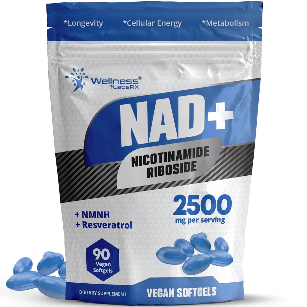 LABSRX Liposomal NAD+ Supplement - Tredjeparts testet NAD Softgels Nicotinamid Riboside Resveratrol - 2500mg Liposomal NAD Supplement for kvinner - Longevity Support - laget i USA