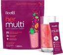 Root'd Multivitamin Powder for kvinner - 25 vitaminer og mineraler med 3X elektrolyter, 9 organiske supermatvarer, probiotika og enzymer, sukkerfri multivitamin og hydrasjon ® 30 vitamin drikkemiks pakker