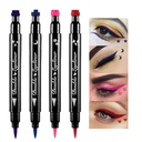 BINGBRUSH Double-sidet flytende Stamp Eyeliner Penn, Face Stamps Makeup Ekstremt svart Vanntett Slim Gel Felt Tips Høy Svart Pigment Flytende Eyeliner & Seal harpiksa para tips de gel (fargerik)