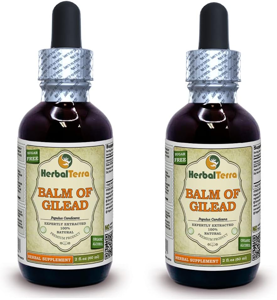 Balm av Gilead (Populus candicans) Tinktur, organisk tørkede Buds Liquid Extract (Brand navn: HerbalTerra, stolt laget i USA) 2x2 fl.oz (2x60 ml)
