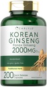 Carlyle koreansk Ginseng ekstrahere kapsler 2000 mg | 200 kapsler | Ikke-GMO og glutenfri formel | Standardisert Panax Ginseng Supplement
