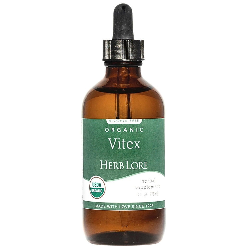 Herb Lore Vitex Tinktur - USDA Organic Chasteberry Extract Supplement for kvinner - alkohol gratis Chaste Tree Supplement - Vegansk Drops 4 Fl Oz