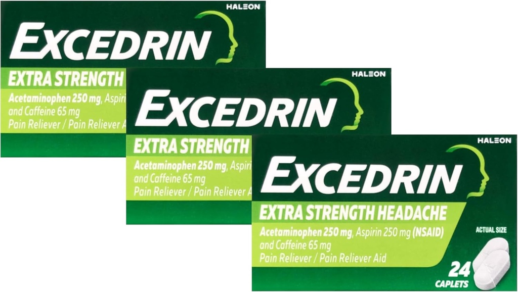 Excedrin smertelindring kapell, ekstra styrke 24 Ea (pakke med 3)