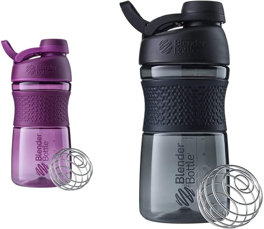 BlenderBottle 20-Ounce Svart og Plum Protein Shaker Flasker med BlenderBall Wire Whisk