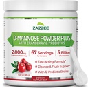 Zazzee D-Mannose Powder Plus, 2000 mg, 67 Serveringer, Potent & Fast-Acting, Plus 5 milliarder CFU Probiotika og ren Cranberry Juice ekstrakt, Kosher, Gratis Scoop, 6,5 Oz, Glutenfri, Ikke-GMO All-Naturlig
