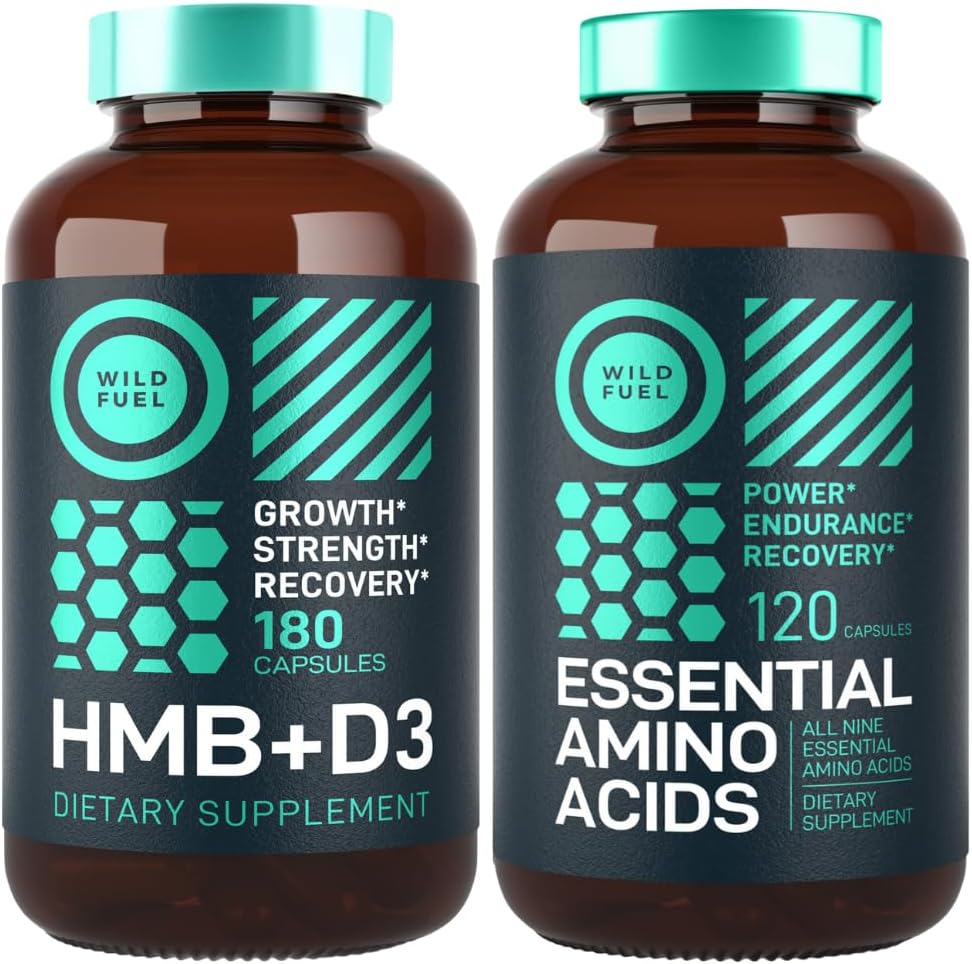 WILD FUEL HMB med vitamin D3 og essensiell Aminosyre Supplement Strøm og gjenoppretting Bundle