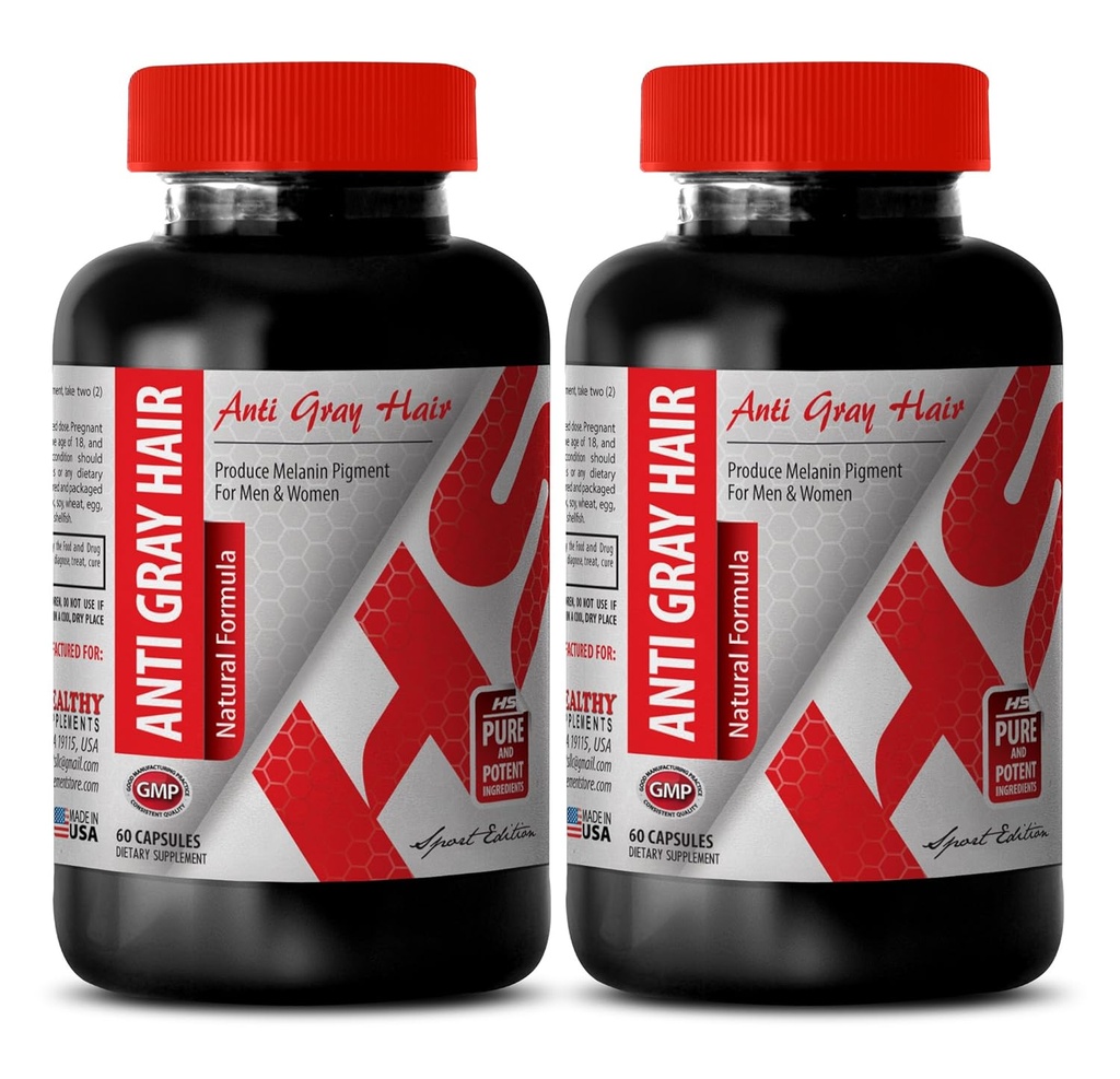 Saw palmetto med nestle rot - CNY GRAY HAIR NATURAL FORMULA - supplement til hår tap, anti-grå hår supplement for menn & kvinner, grå hår supplement til reverse, hår kosttilskudd, 2 Bot 120 Caps