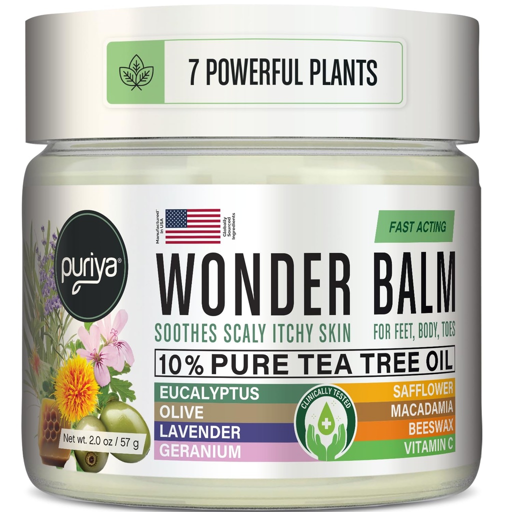 Tea Tree Oil Balm, Extra styrke, Par godt med Jock Itch Cream, Spray, Atletes Fot, Ringorm Krem for mennesker, Rash Cream, Raskt fungere for tørr, kløende hud, Plant drevet Wonder Balm