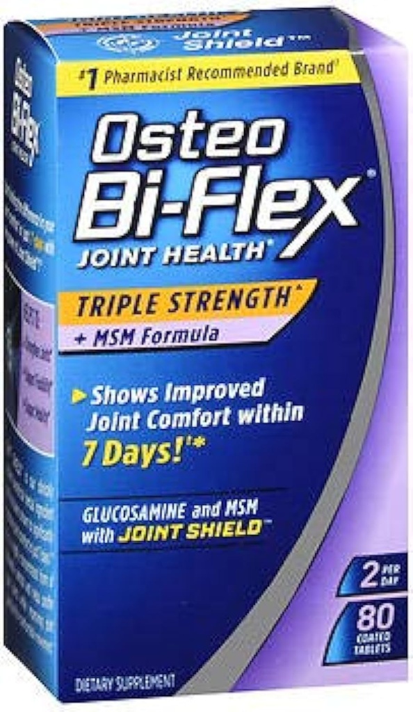 Osteo Bi-Flex felles helse trippelstyrke + MSM Formula Joint Shield + glukosamin - 80 belagte tabletter