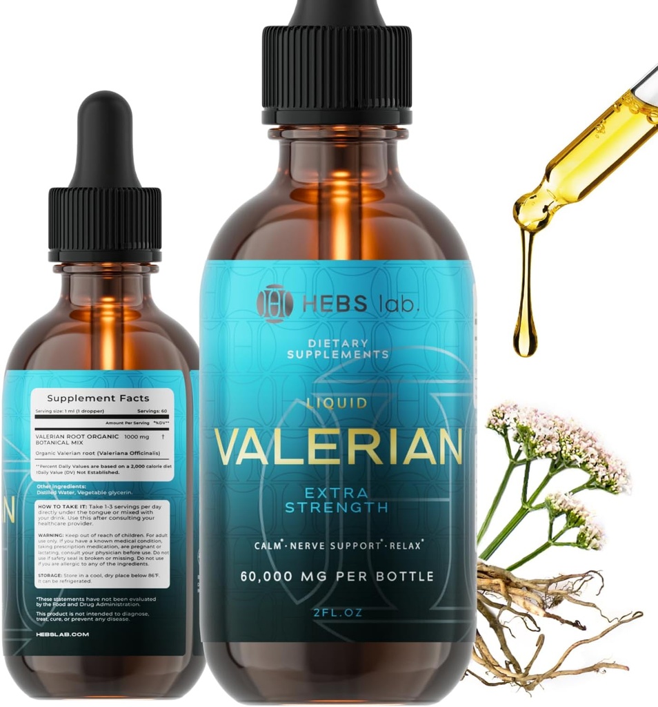 Valerian Root ekstrakt – Slееp Tinktur – laget i USA Herb Sleep Supplement - Valerian Root Drops 2 Fl Oz