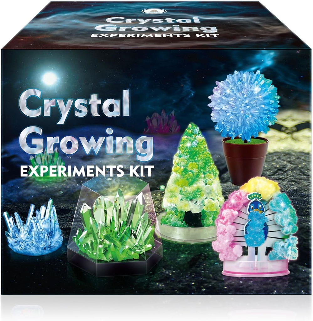 Unglinga Crystal Voksende Eksperiment Science Kits for barn, S.T.E.M prosjekter Lære pedagogiske leker Gaver Idea for gutter Jenter, Grow 5 Vibrante Crystals Making Kit