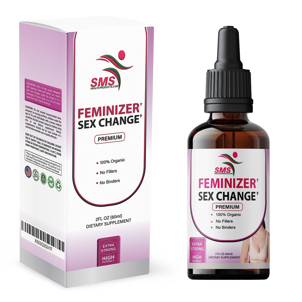 Feminizer via SMS, Pueraria Mirifica Drops for estrogen | Premium Grade | Herbal Liquid Extract | Non-GMO, Organisk, Vegan, Alkoholfri Tinktur | 2 Fl Oz (60ml) | for Trans kvinner Ladyboy LGBT