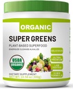 Organic Super Green Superfood pulver med Spirulina & Klorella for Gut helse, støtter immunisme, Digestive helse, Naturlig energi, Probiotika, Antioksidant, Digestive Enzymer, (300grs)