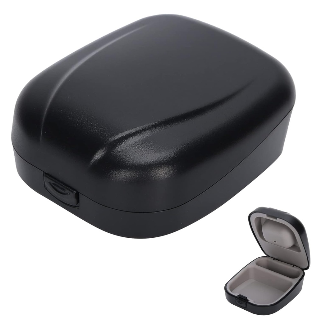 Bak‐ Den‐ørre høreapparat Case, Vanntett Drop Resistance Oppbevaringsboks Bærbar beskyttende boks Høreapparat Container for lagring av høreapparater (svart)