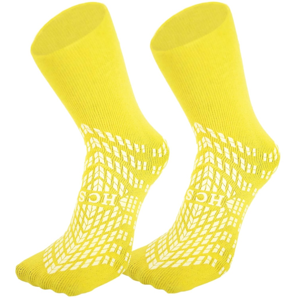 HCS Non-Slip Hospital Sokker med Grips for kvinner og menn (6 Par) - 360 All-Around Tread Non-Slip Sokker, Eldre/Seniors - Sykehus Grip Sokker, Kvinner, Menn - Fall Risiko pasient Slippers (Ål, Regular)