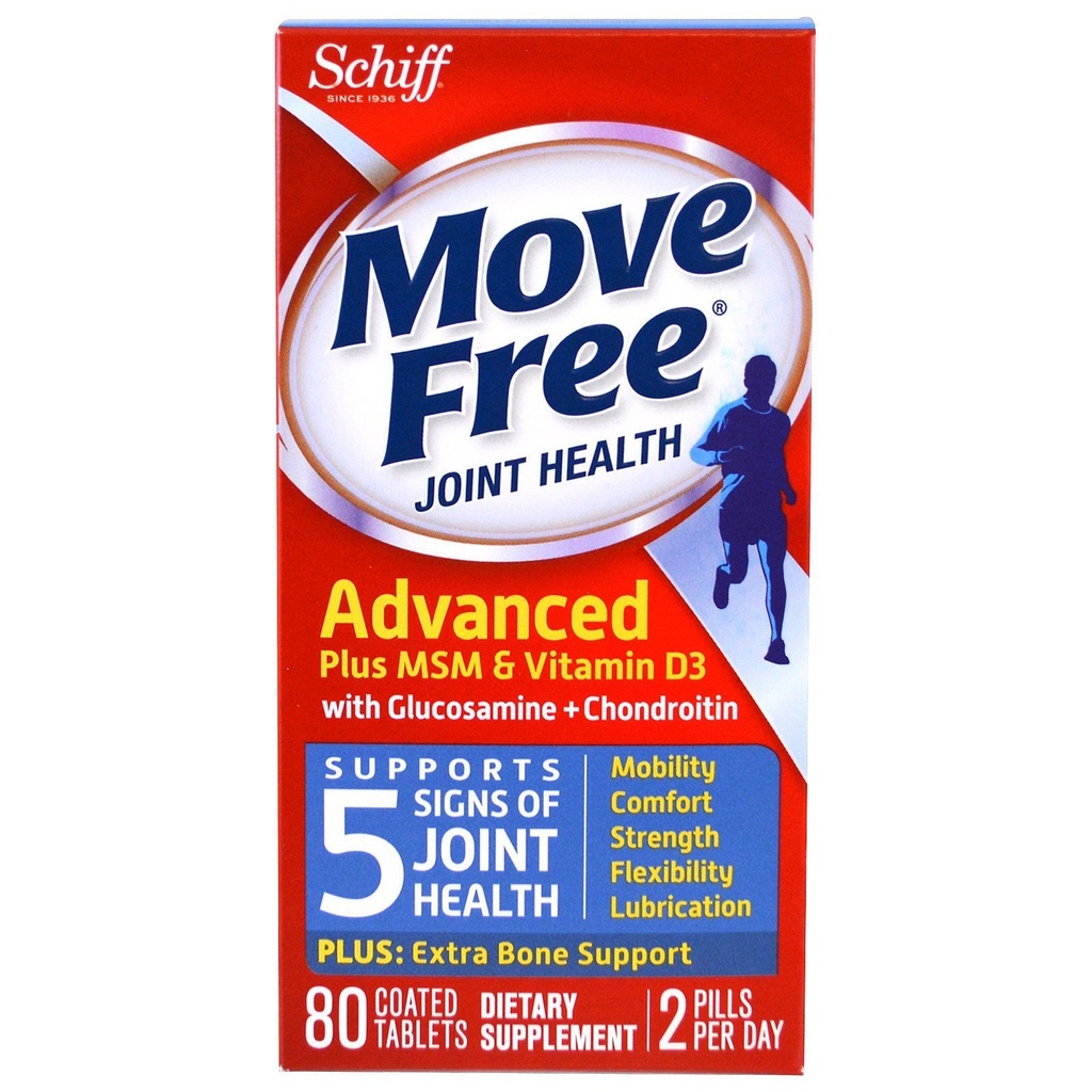 Flytt gratis glukosamin og Chondroitin Plus MSM & D3 Advanced Joint Health Supplement Tabletter, (80 greve i en boks), støtter mobilitet, komfort, styrke, fleksibilitet og smøring* (Pack of 3)
