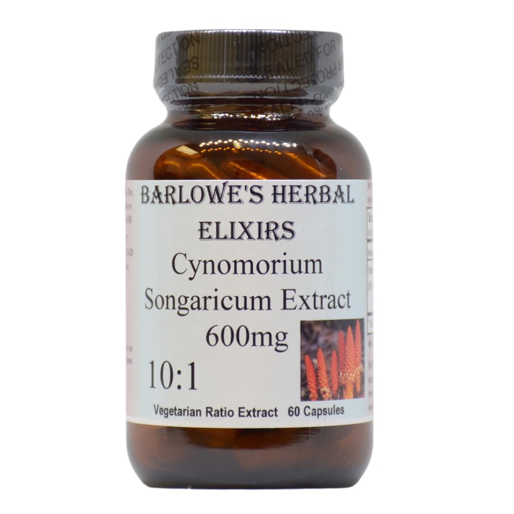 Cynomorium Songarium Extract 10:1 | 600mg per kapsel | Herbal Supplement for utholdenhet, vitalitet og velvære | 60 Vegan Kapsler | Stearate-Free, Glassflaske