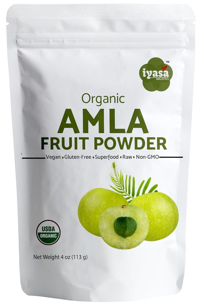 Organic Amla Frukt pulver, Amalaki Berry pulver, Prøvepakke på 4 ounce/112 gm, USDA organisk, rå supermat for hud og hår, forseglbar Pouch på 4 oz